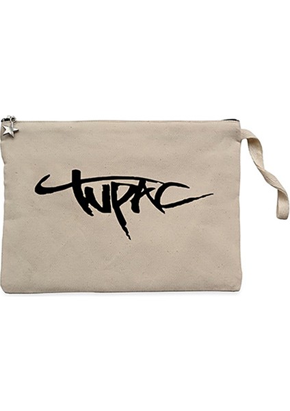 Tupac Logo 2 Krem Clutch Astarlı Cüzdan / El Çantası