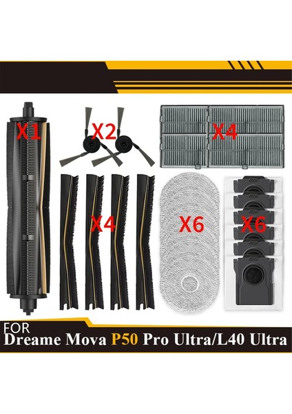 P50 Pro Ultra/ X40 Ultra / L40 Ultra Parçaları Için Ana Silindir Yan Fırça Filtre Paspas Bezi Toz Torbası (Yurt Dışından)