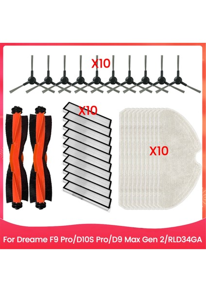 Dreame F9 PRO/D10S Pro/d9 Max Gen 2/RLD34GA Ana Yan Fırça Paspas Bezi Hepa Filtre Verimli Temizlik Yedek Parçaları (Yurt Dışından)