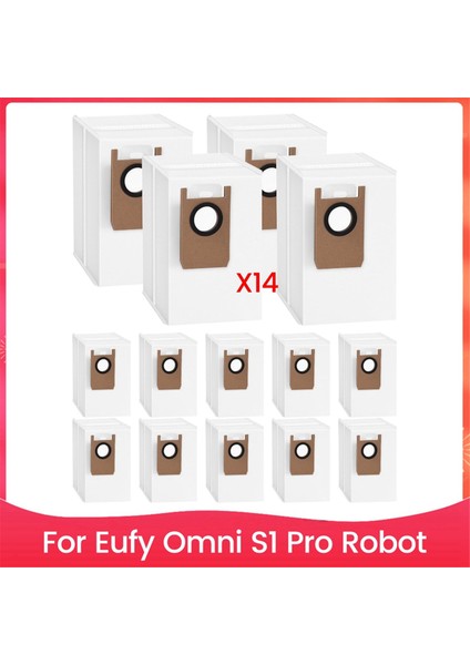 Eufy Omni S1 Pro Robot Süpürge Için 14 Adet Toz Torbası Yedek Büyük Kapasiteli Vakumlu Toz Toplama Torbaları (Yurt Dışından)