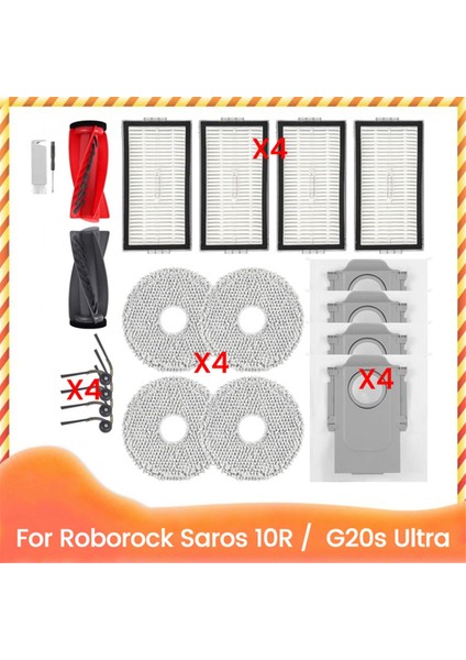 Roborock Saros 10R / G20S Ultra Elektrikli Süpürge Yedek Parçaları Ana Yan Fırçalar Hepa Filtreler Paspas Bezi Ust Torbaları (Yurt Dışından)