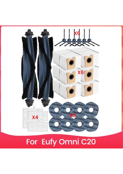 Omni C20 Elektrikli Süpürge Aksesuar Seti Yedek Parçaları Ana Yan Fırçalar Hepa Filtreler Paspas Torbaları (Yurt Dışından)