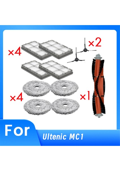Ultenic Mc1 Elektrikli Süpürge Aksesuarları Için 11 Adet Silindir Yan Fırça Hepa Filtre Paspas Pedi Temel Elektrikli Süpürge Aksesuarları (Yurt Dışından)