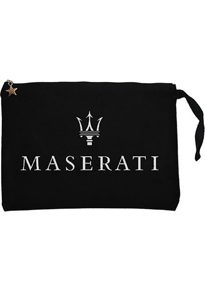 Maserati Logo Siyah Clutch Astarlı Cüzdan / El Çantası