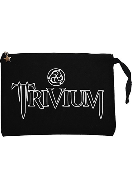 Trivium Logo Type Siyah Clutch Astarlı Cüzdan / El Çantası