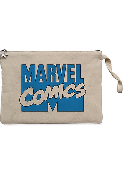Marvel Comics Blue Logo Krem Clutch Astarlı Cüzdan / El Çantası