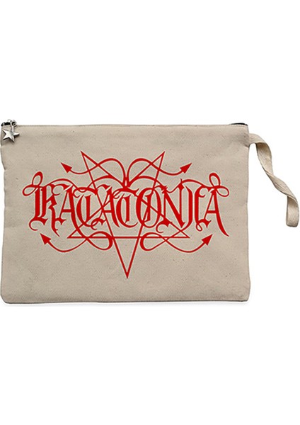 Katatonia Logo Red Krem Clutch Astarlı Cüzdan / El Çantası