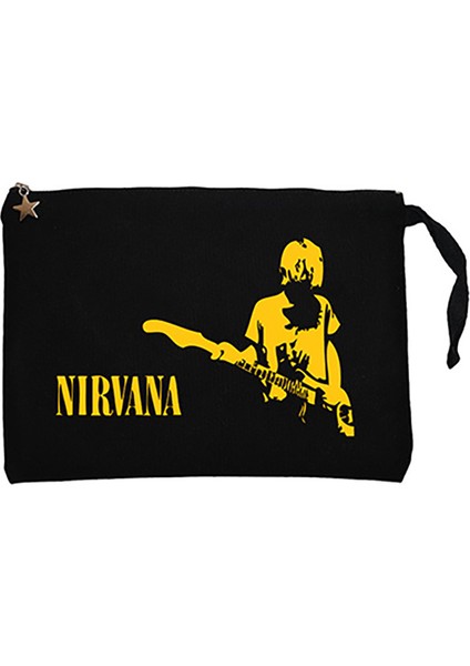 Nirvana Kurt Cobain Siyah Clutch Astarlı Cüzdan / El Çantası