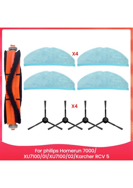 Philips Homerun 7000 Serisi XU7100/01, XU7100/02, Karcher Rcv 5 Vakum Parçaları Ana Silindir Yan Fırça Paspas Bezi Parçaları (Yurt Dışından)
