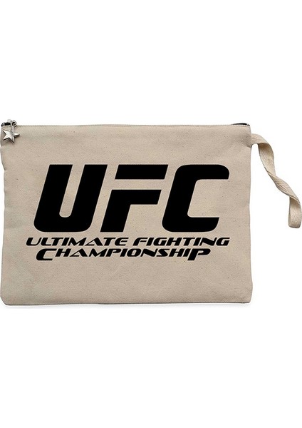 Ufc Logo Ultimate Championship Krem Clutch Astarlı Cüzdan / El Çantası
