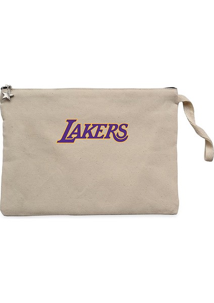 Los Angeles Lakers Krem Clutch Astarlı Cüzdan / El Çantası