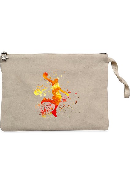 Basketball Fire Silhouette Krem Clutch Astarlı Cüzdan / El Çantası