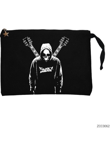 Black Sabbath Guitars Siyah Clutch Astarlı Cüzdan / El Çantası