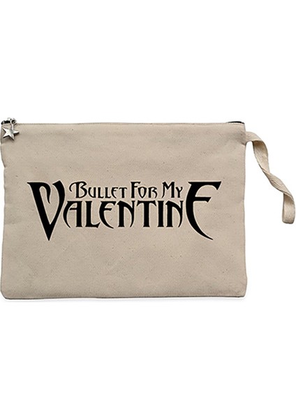 Bullet For My Valentine Logo Krem Clutch Astarlı Cüzdan / El Çantası