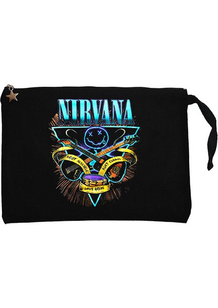 Nirvana Poster Siyah Clutch Astarlı Cüzdan / El Çantası