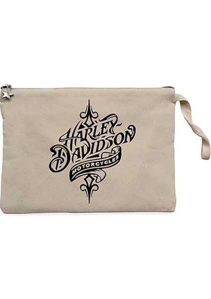 Harley Chopper Symbol Krem Clutch Astarlı Cüzdan / El Çantası