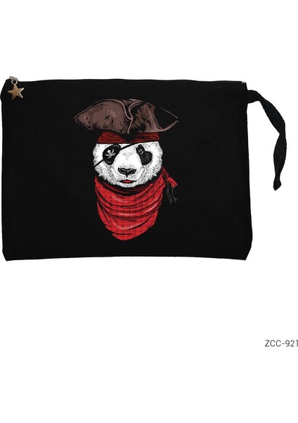 Panda Korsan Siyah Clutch Astarlı Cüzdan / El Çantası