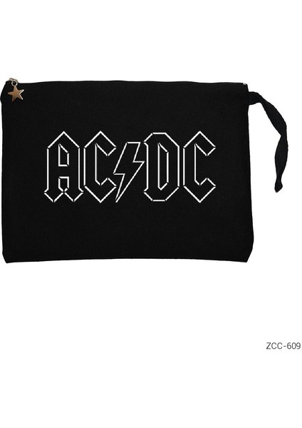 Ac Dc Logo Siyah Clutch Astarlı Cüzdan / El Çantası