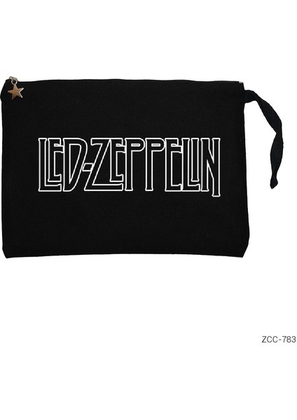 LED Zeppelin Outline Siyah Clutch Astarlı Cüzdan / El Çantası