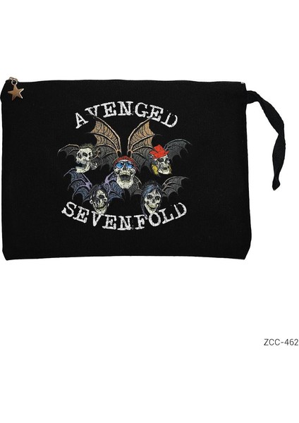 Avenged Sevenfold Skulls Siyah Clutch Astarlı Cüzdan / El Çantası