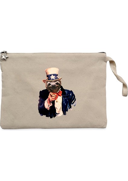 Bear Sam Amca Krem Clutch Astarlı Cüzdan / El Çantası