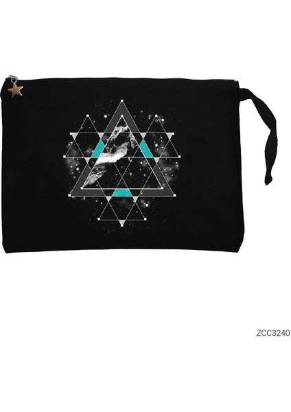 Triangle Space Siyah Clutch Astarlı Cüzdan / El Çantası