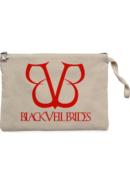 Black Veil Brides Band Logo Krem Clutch Astarlı Cüzdan / El Çantası