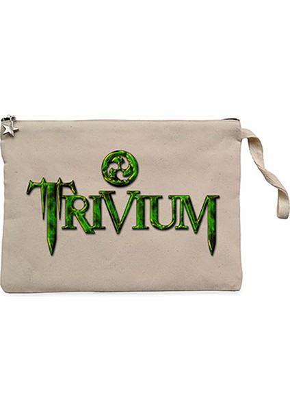 Trivium Logo Krem Clutch Astarlı Cüzdan / El Çantası
