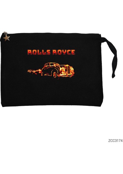 Rolls Royce In Fire Siyah Clutch Astarlı Cüzdan / El Çantası