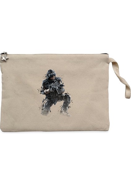 Call Of Duty Combatant Krem Clutch Astarlı Cüzdan / El Çantası