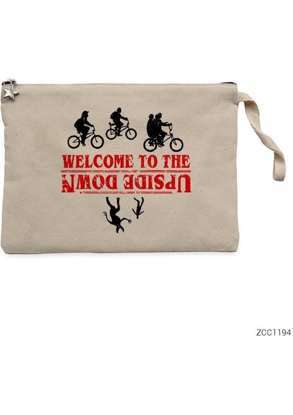 Stranger Things Wellcome Upside Down Krem Clutch Astarlı Cüzdan / El Çantası