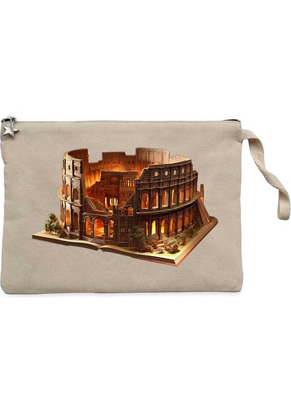 Roman View Book Krem Clutch Astarlı Cüzdan / El Çantası