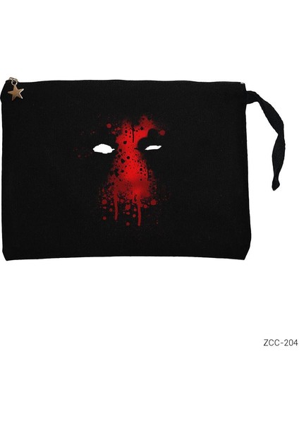 Deadpool Face Siyah Clutch Astarlı Cüzdan / El Çantası