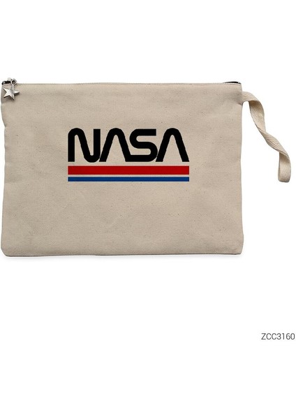 Nasa Red Blue Krem Clutch Astarlı Cüzdan / El Çantası