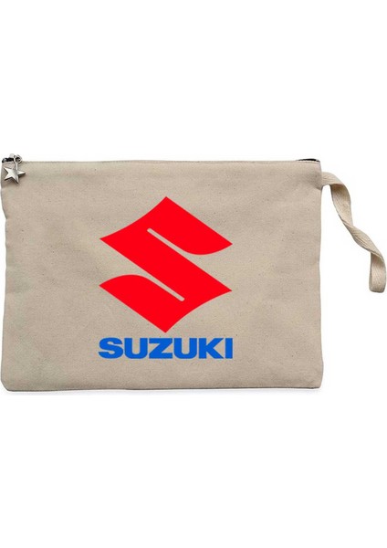Suzuki Logo Text Krem Clutch Astarlı Cüzdan / El Çantası