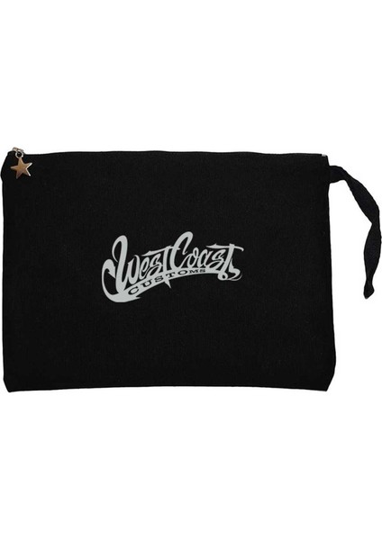 West Coast Customs Text Siyah Clutch Astarlı Cüzdan / El Çantası