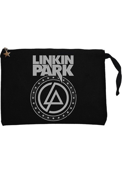 Linkin Park Logo ve Star Siyah Clutch Astarlı Cüzdan / El Çantası