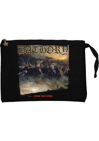 Bathory Blood Fire Death Siyah Clutch Astarlı Cüzdan / El Çantası