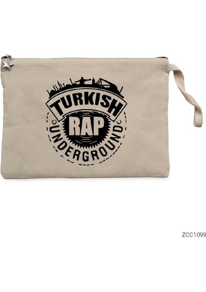 Türkçe Rap Krem Clutch Astarlı Cüzdan / El Çantası