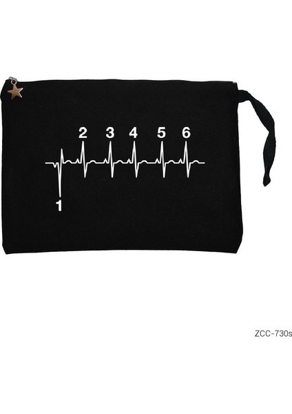 Motorcycle Heartbeat Gear Siyah Clutch Astarlı Cüzdan / El Çantası