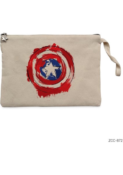 Captain America Sheild Splatter Krem Clutch Astarlı Cüzdan / El Çantası