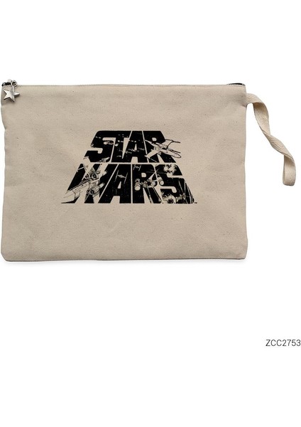 Star Wars Logo - 3 Krem Clutch Astarlı Cüzdan / El Çantası