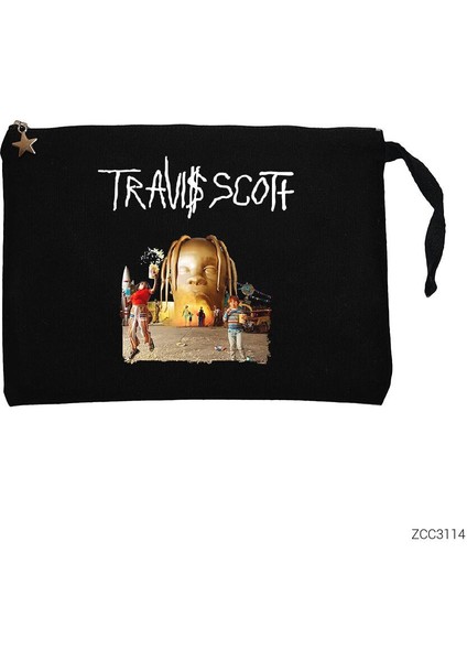 Travis Scott Siyah Clutch Astarlı Cüzdan / El Çantası