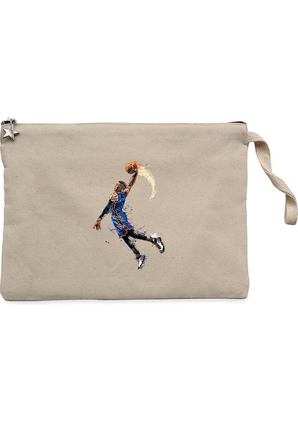Okc Russell Westbrook Krem Clutch Astarlı Cüzdan / El Çantası