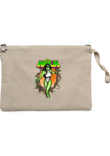 She Hulk Duvar Krem Clutch Astarlı Cüzdan / El Çantası