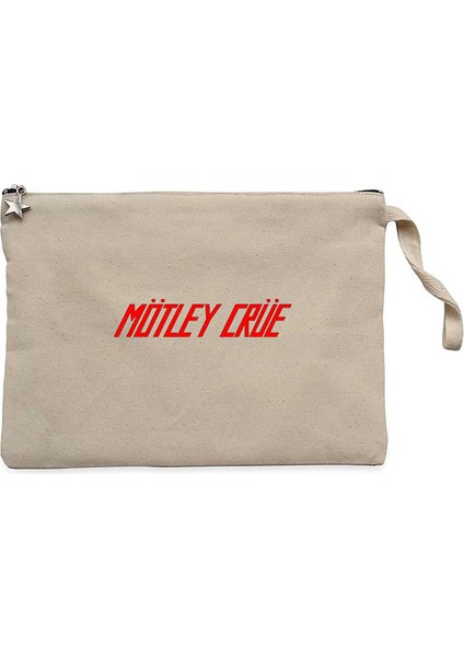Mötley Crüe 1981 Krem Clutch Astarlı Cüzdan / El Çantası