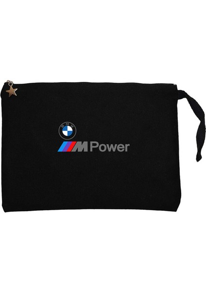 Bmw Logo M Power Yazı Siyah Clutch Astarlı Cüzdan / El Çantası