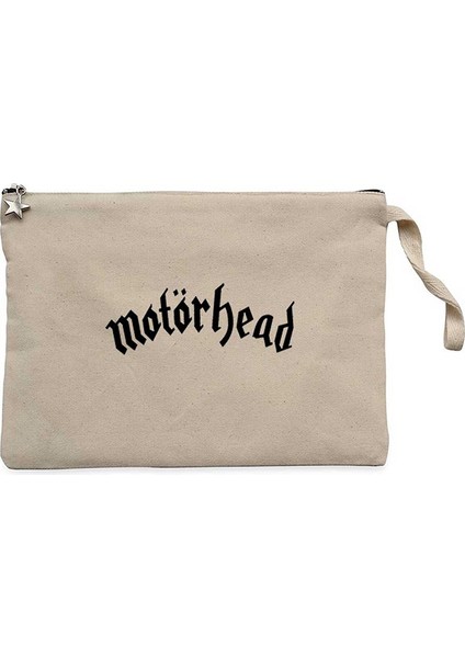 Motörhead Logo Yazı White Krem Clutch Astarlı Cüzdan / El Çantası