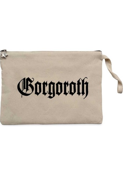 Gorgoroth Text Logo Krem Clutch Astarlı Cüzdan / El Çantası