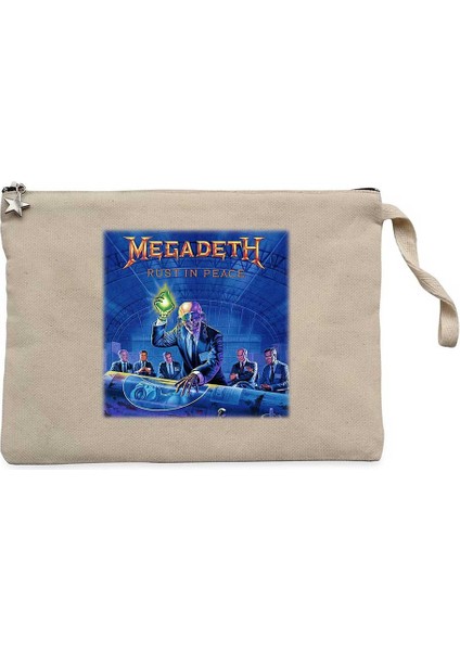 Megadeth Rust In Peace Krem Clutch Astarlı Cüzdan / El Çantası